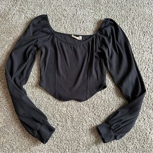 Black Long Sleeve Crop Top